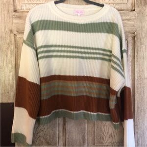 Pink Lily Knit Stripe Sweater 💚🧡